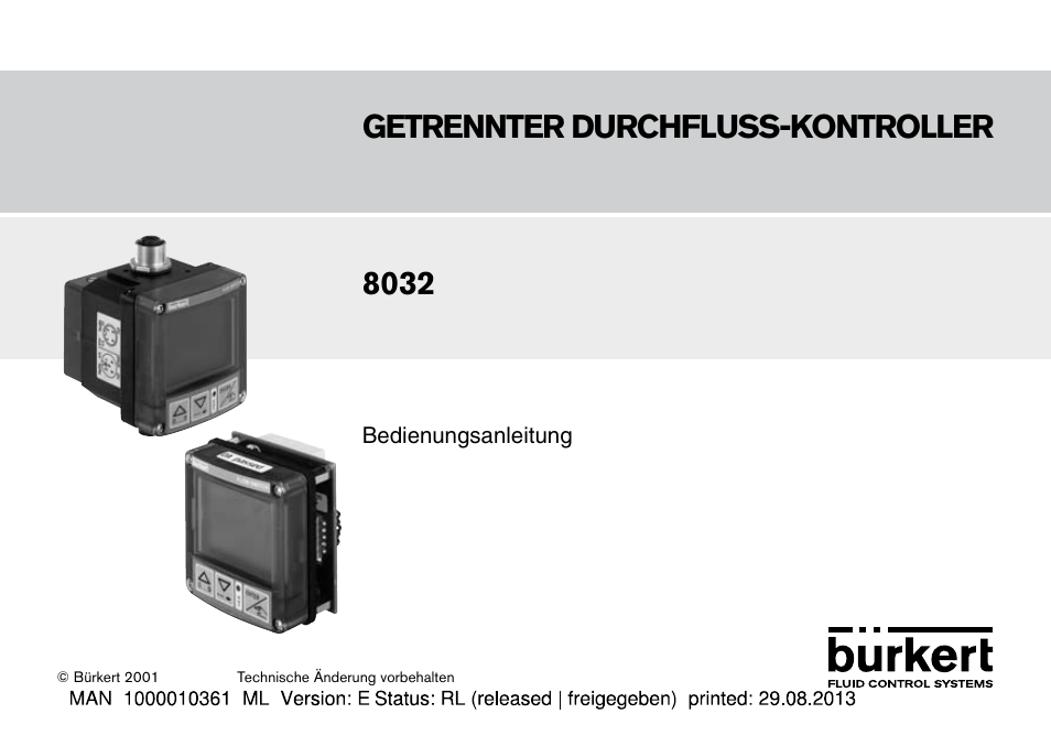 Getrennter durchfluss-kontroller 8032 | Burkert Type 8032 User Manual | Page 73 / 112