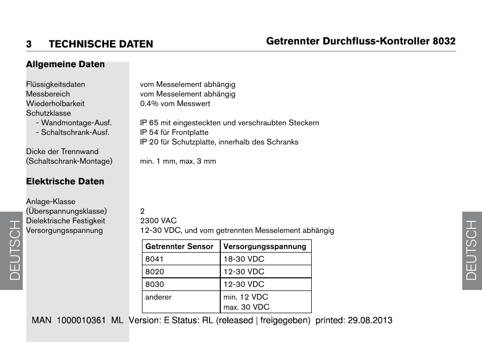 3 technische daten, De ut sch de ut sch | Burkert Type 8032 User Manual | Page 80 / 112