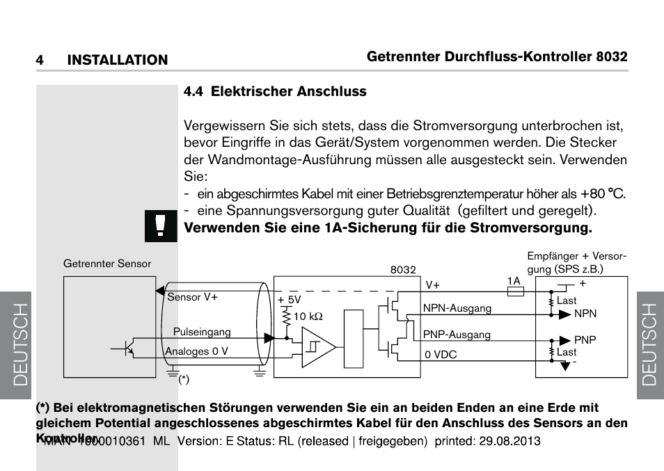 4 elektrischer anschluss, De ut sch de ut sch | Burkert Type 8032 User Manual | Page 88 / 112