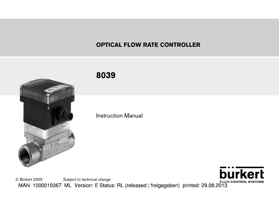 Burkert Type S039 User Manual | 112 pages