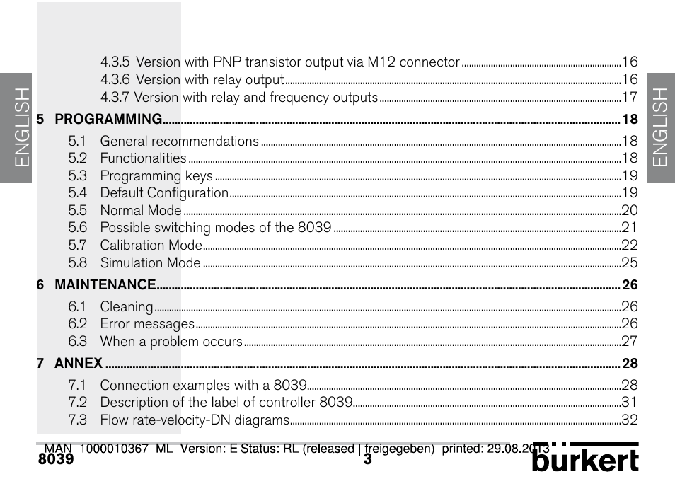English | Burkert Type S039 User Manual | Page 3 / 112