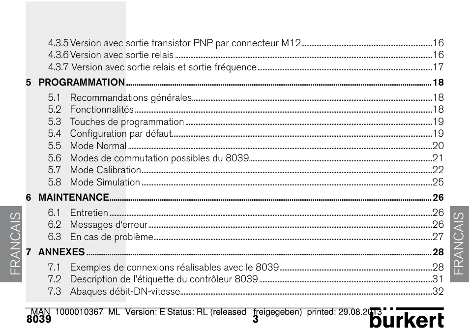 Francais | Burkert Type S039 User Manual | Page 39 / 112