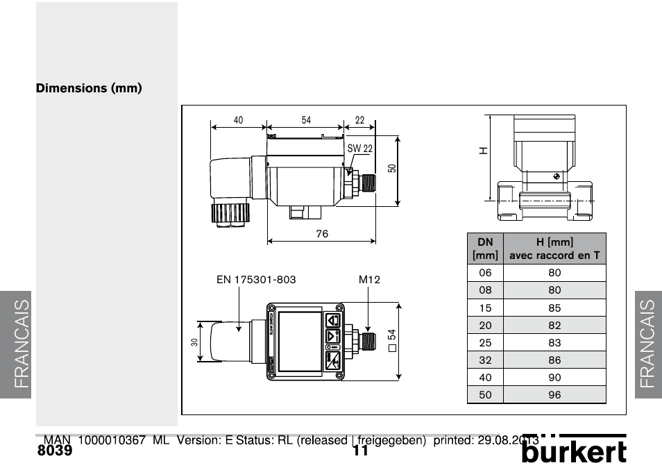 Francais | Burkert Type S039 User Manual | Page 47 / 112