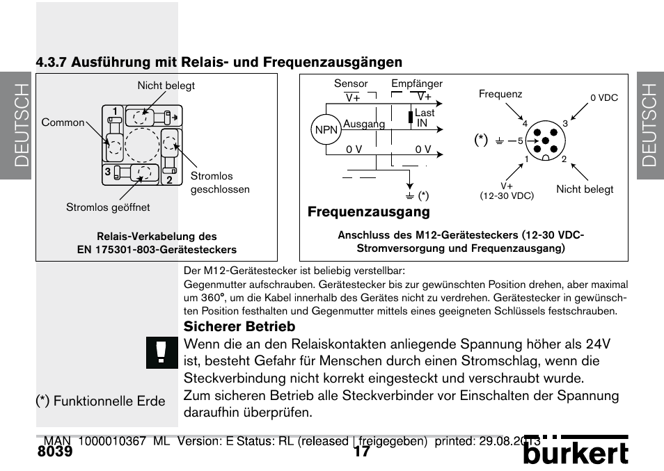 7 ausführung mit relais- und frequenzausgängen, De ut sch de ut sch | Burkert Type S039 User Manual | Page 89 / 112