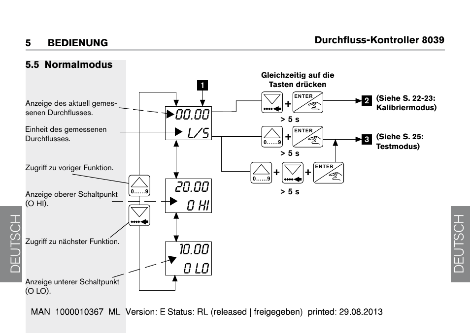 5 normalmodus, De ut sch de ut sch | Burkert Type S039 User Manual | Page 92 / 112