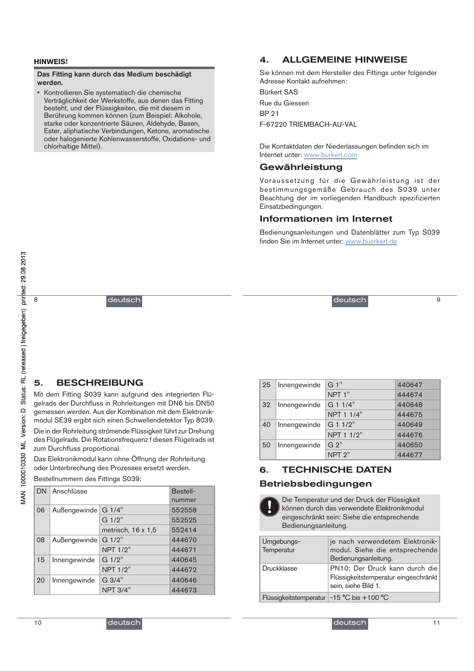 Burkert Type S039 User Manual | Page 11 / 24