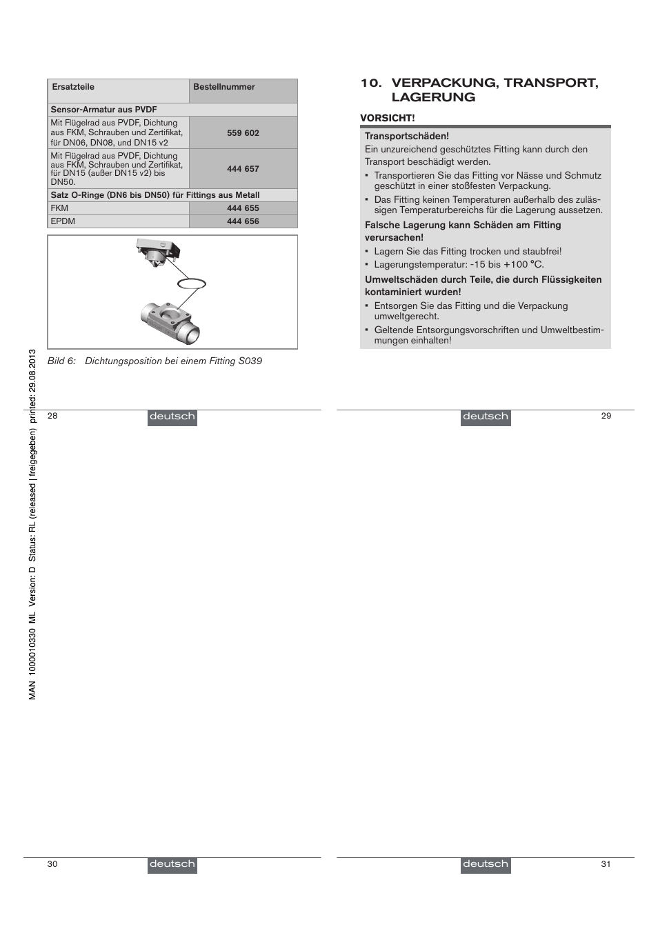 Verpackung, transport, lagerung | Burkert Type S039 User Manual | Page 16 / 24