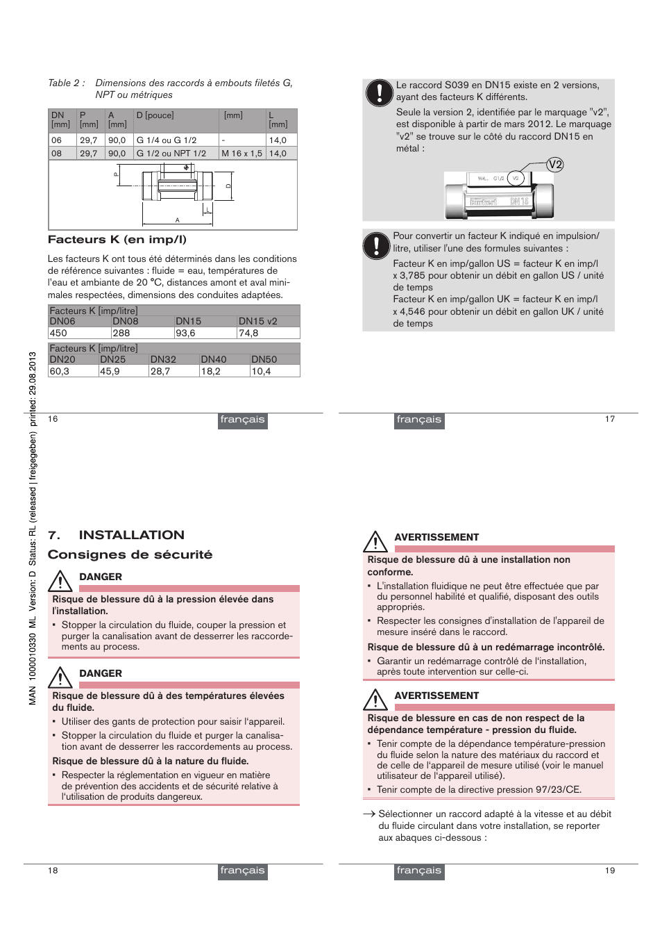 Installation consignes de sécurité | Burkert Type S039 User Manual | Page 21 / 24