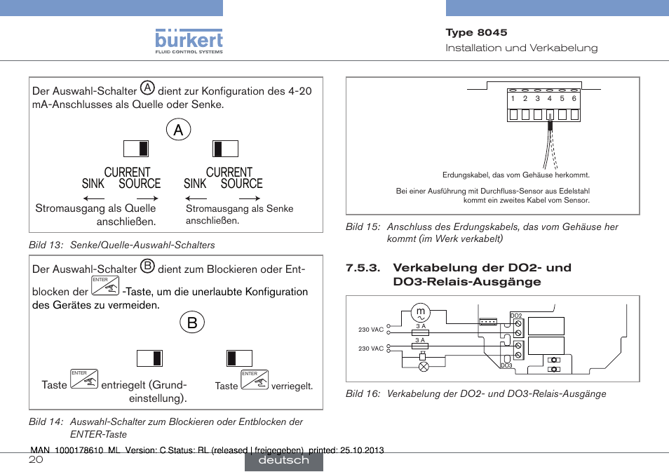Source sink current source sink current, Off on | Burkert Type 8045 User Manual | Page 52 / 98