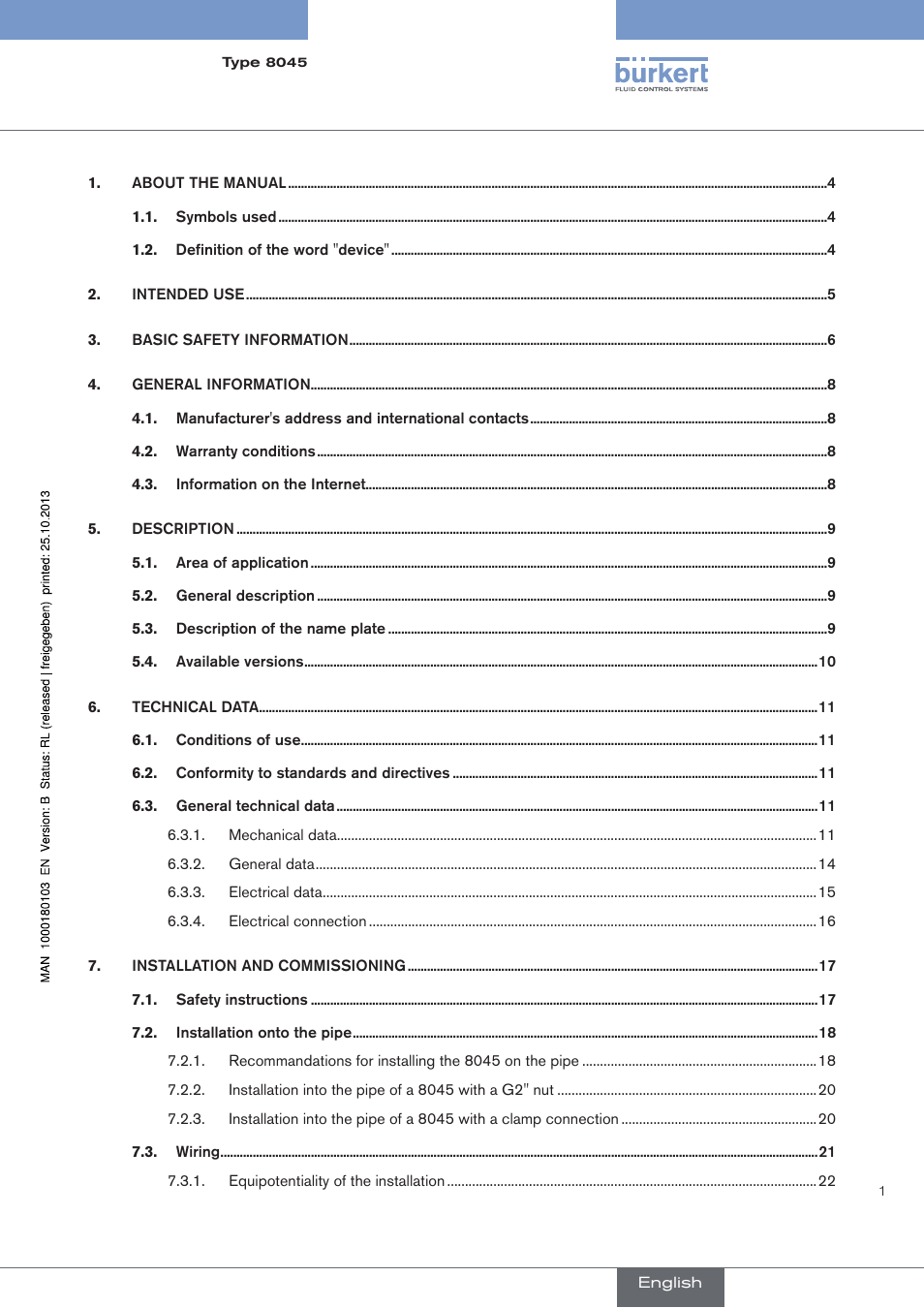 Burkert Type 8045 User Manual | Page 5 / 74
