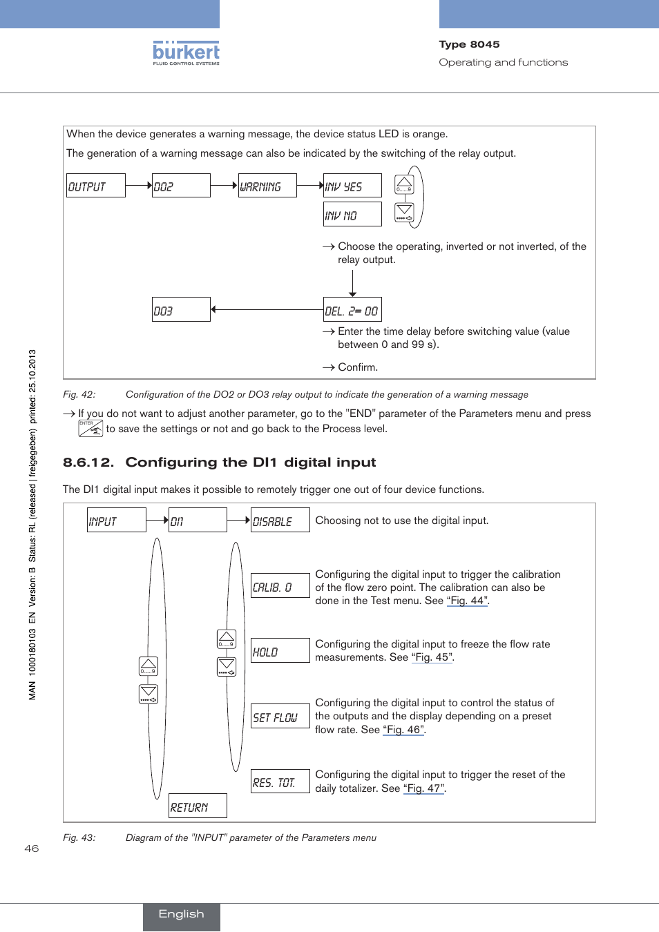 Configuring the di1 digital input, Fig. 42 ), Fig. 42 | Burkert Type 8045 User Manual | Page 50 / 74