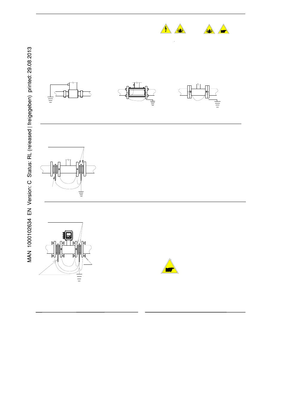 Mise à la terre avec conduite métallique, Omise à la terre avec conduite isolée | Burkert Type S056 User Manual | Page 31 / 36