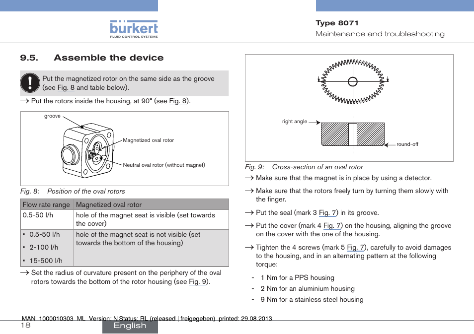 Assemble the device | Burkert Type 8071 User Manual | Page 18 / 70