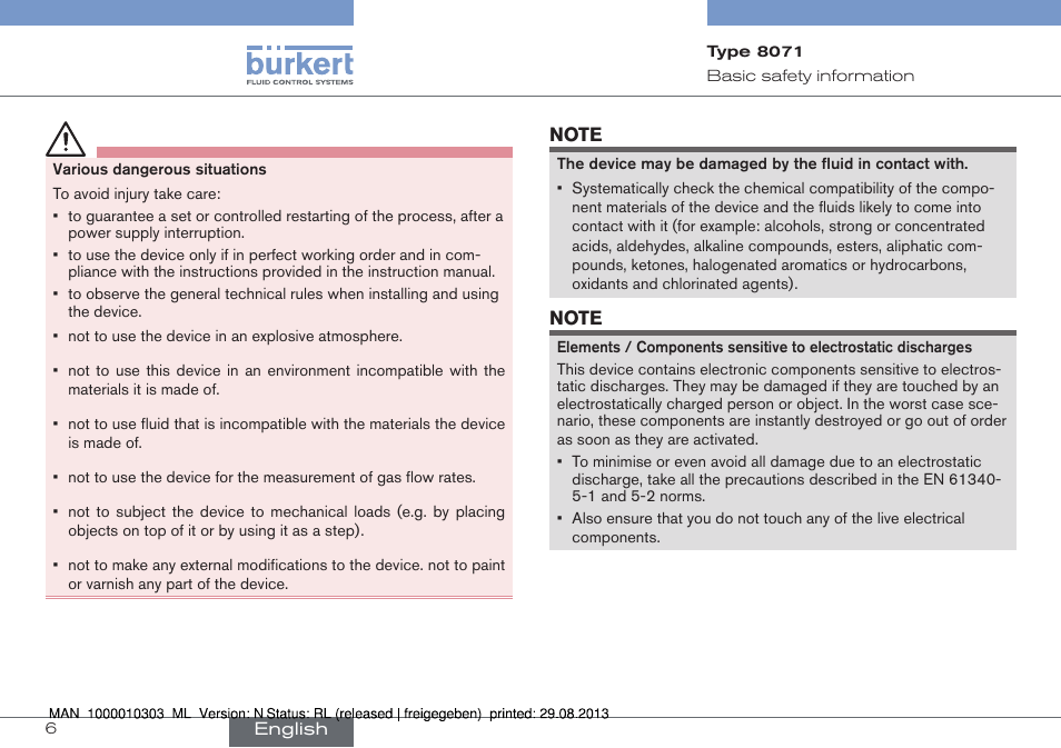Burkert Type 8071 User Manual | Page 6 / 70