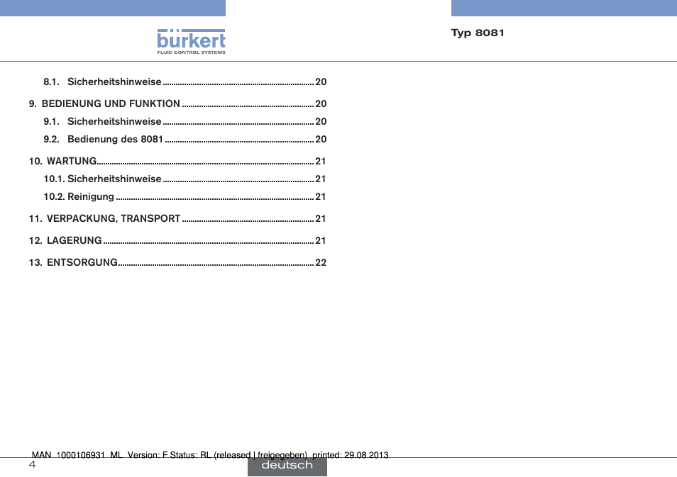 Burkert Type 8081 User Manual | Page 26 / 68