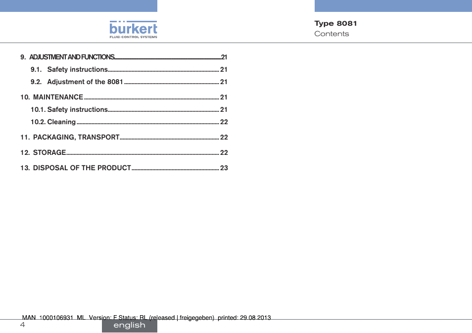 Burkert Type 8081 User Manual | Page 4 / 68