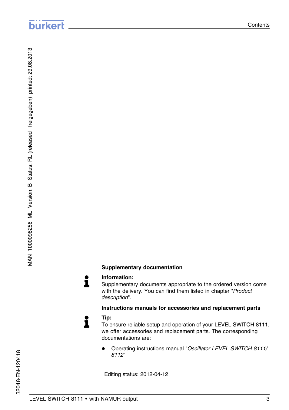 Burkert Type 8111 User Manual | Page 3 / 112