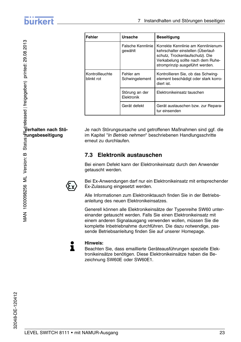 3 elektronik austauschen | Burkert Type 8111 User Manual | Page 59 / 112