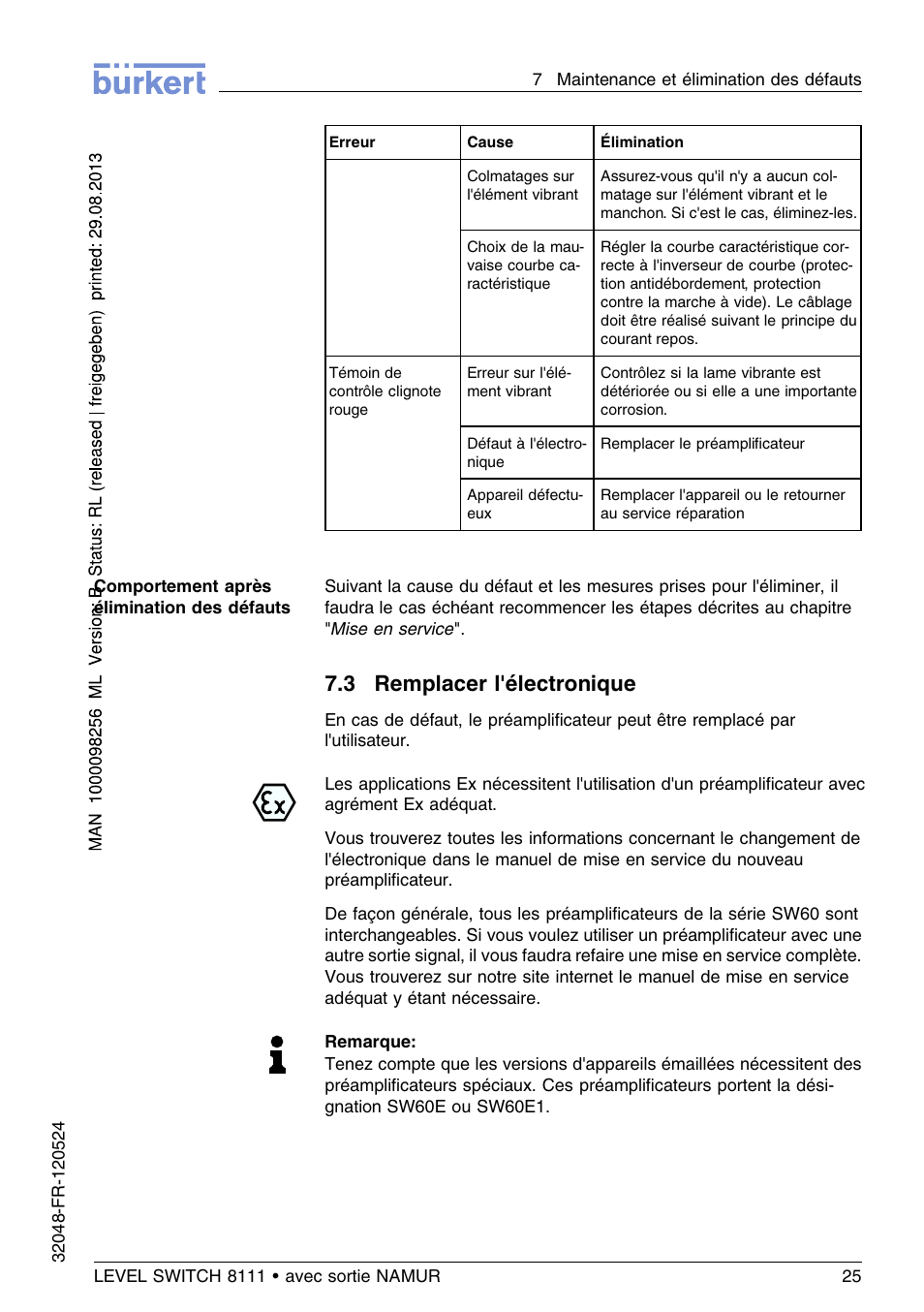 3 remplacer l'électronique | Burkert Type 8111 User Manual | Page 97 / 112