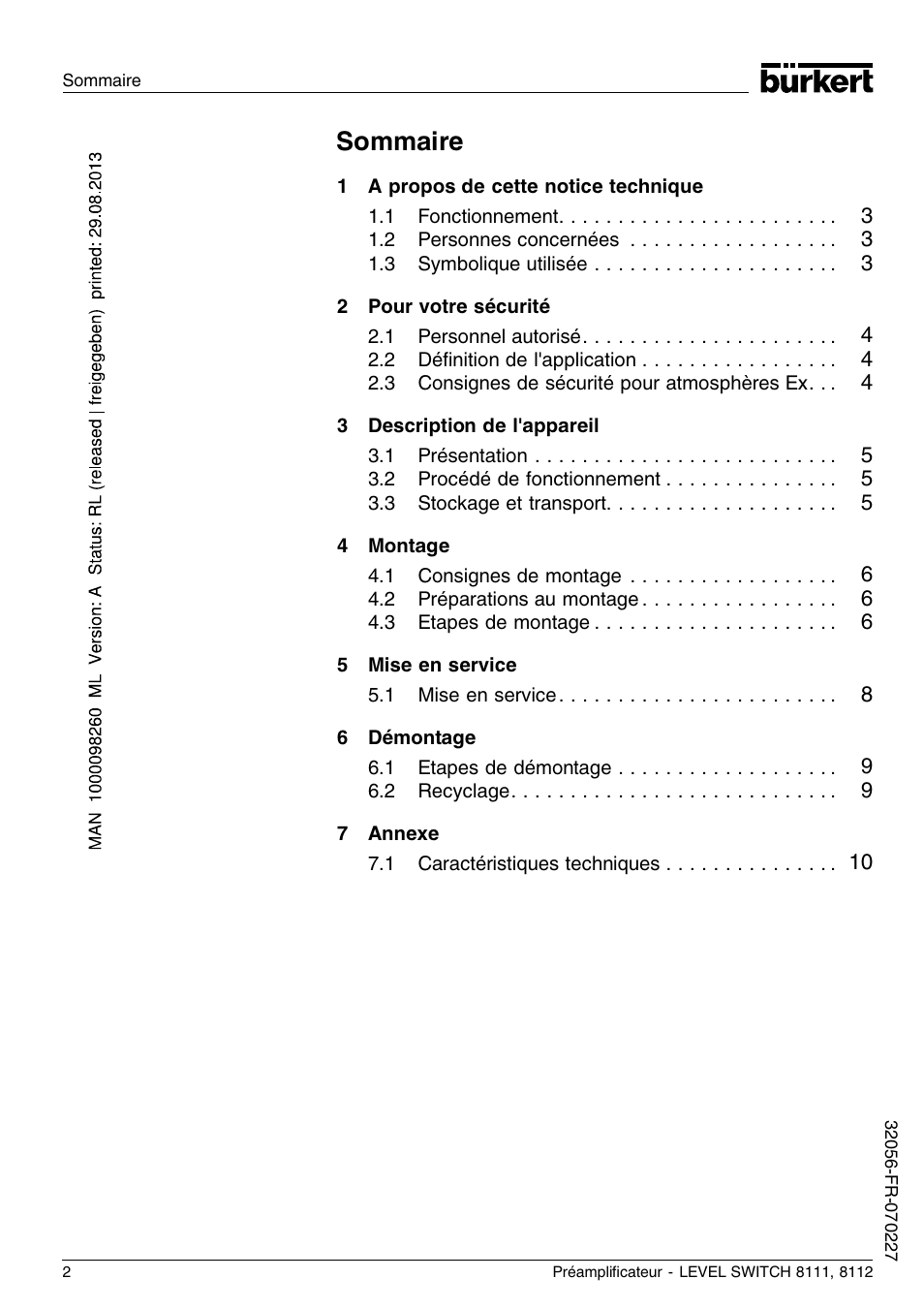 Sommaire | Burkert Type 8112 User Manual | Page 14 / 36