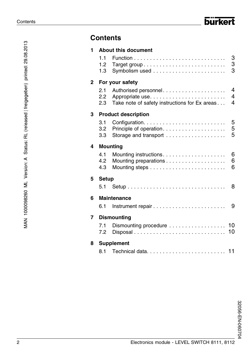 Burkert Type 8112 User Manual | Page 2 / 36