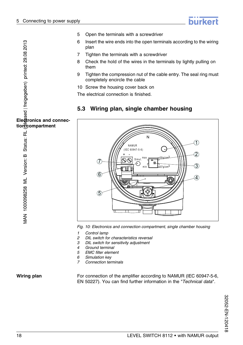 3 wiring plan, single chamber housing | Burkert Type 8112 User Manual | Page 18 / 112