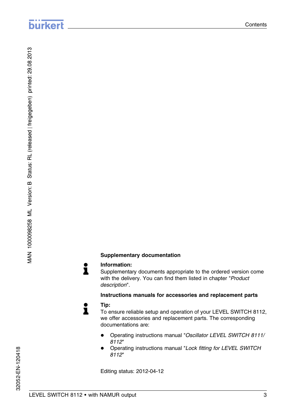 Burkert Type 8112 User Manual | Page 3 / 112