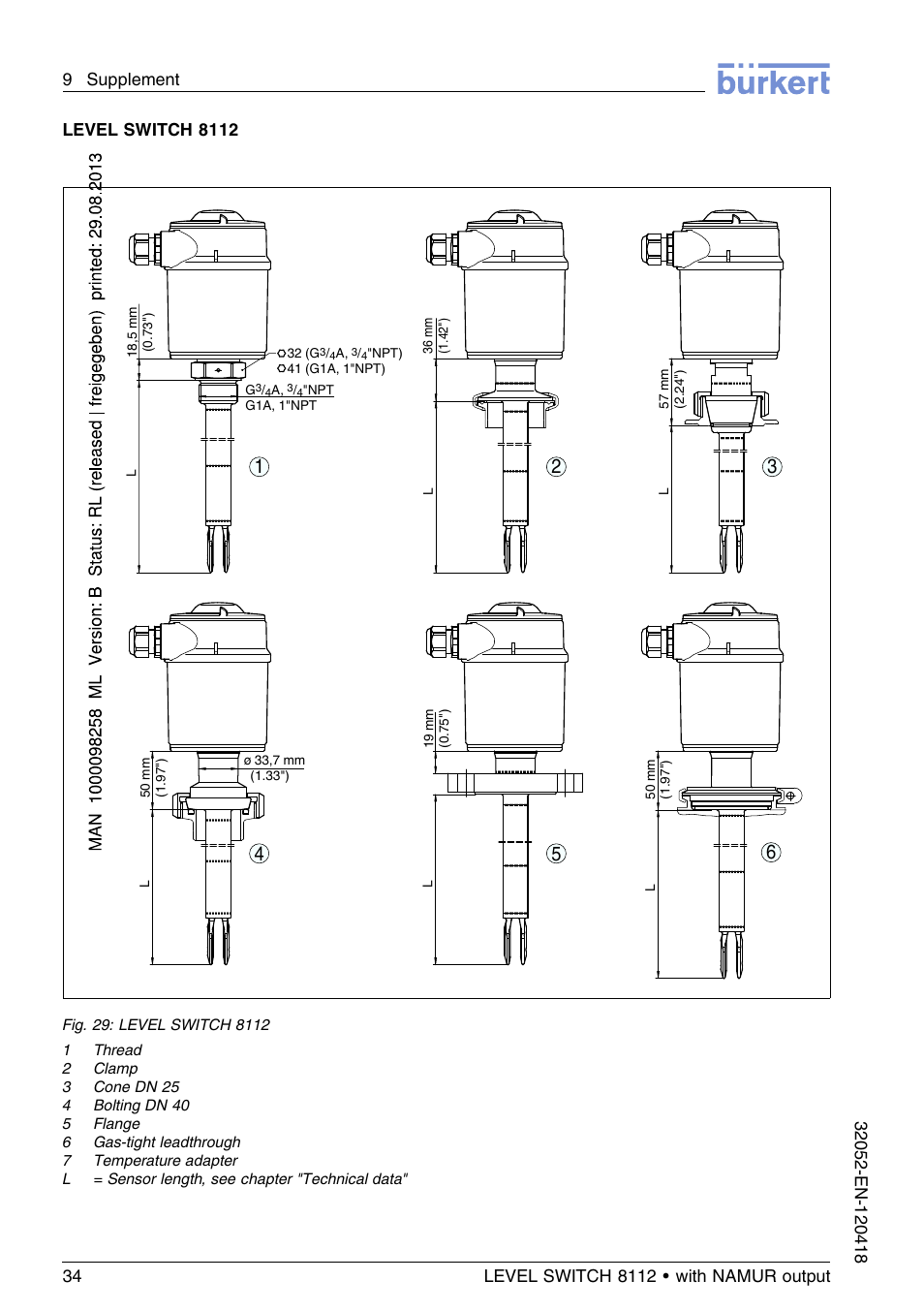 Level switch 8112 | Burkert Type 8112 User Manual | Page 34 / 112