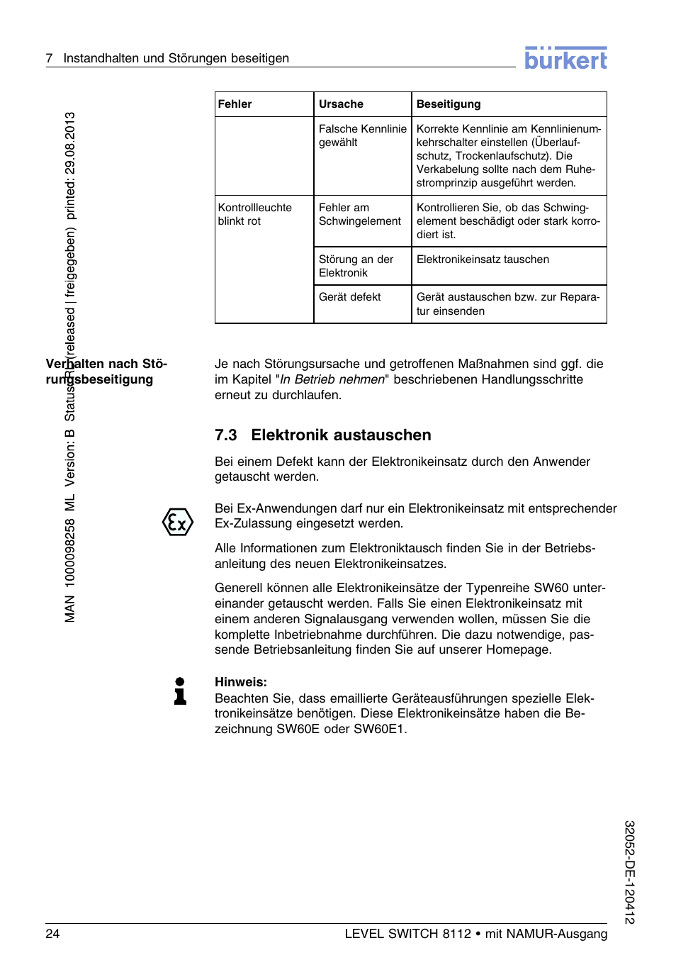 3 elektronik austauschen | Burkert Type 8112 User Manual | Page 60 / 112