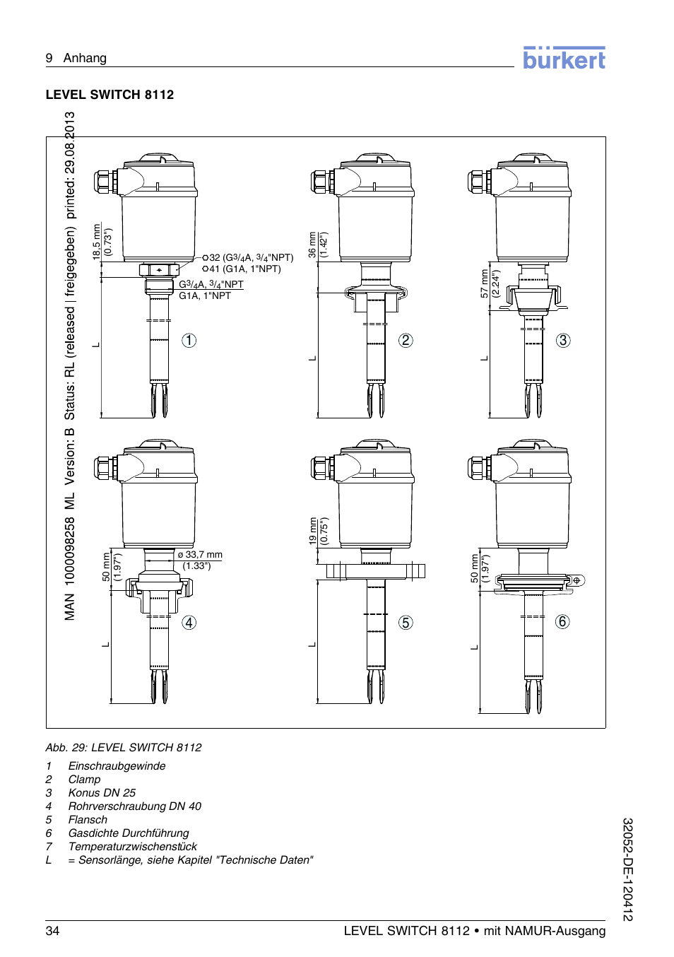 Level switch 8112 | Burkert Type 8112 User Manual | Page 70 / 112