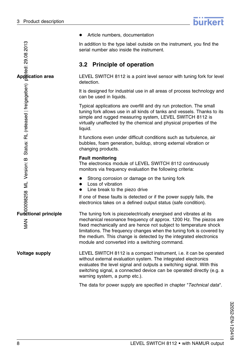 2 principle of operation | Burkert Type 8112 User Manual | Page 8 / 112