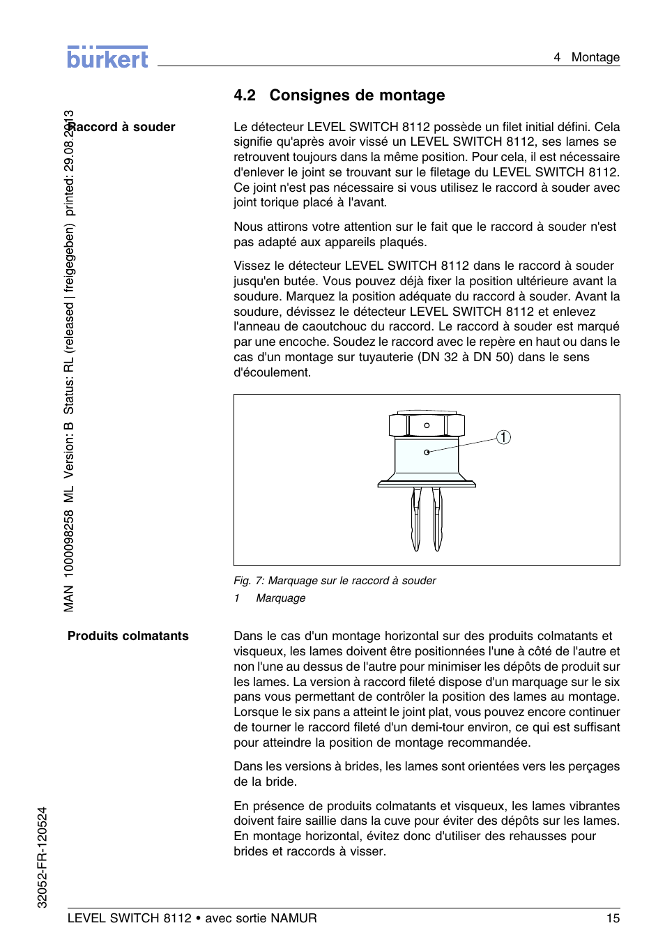 2 consignes de montage | Burkert Type 8112 User Manual | Page 87 / 112