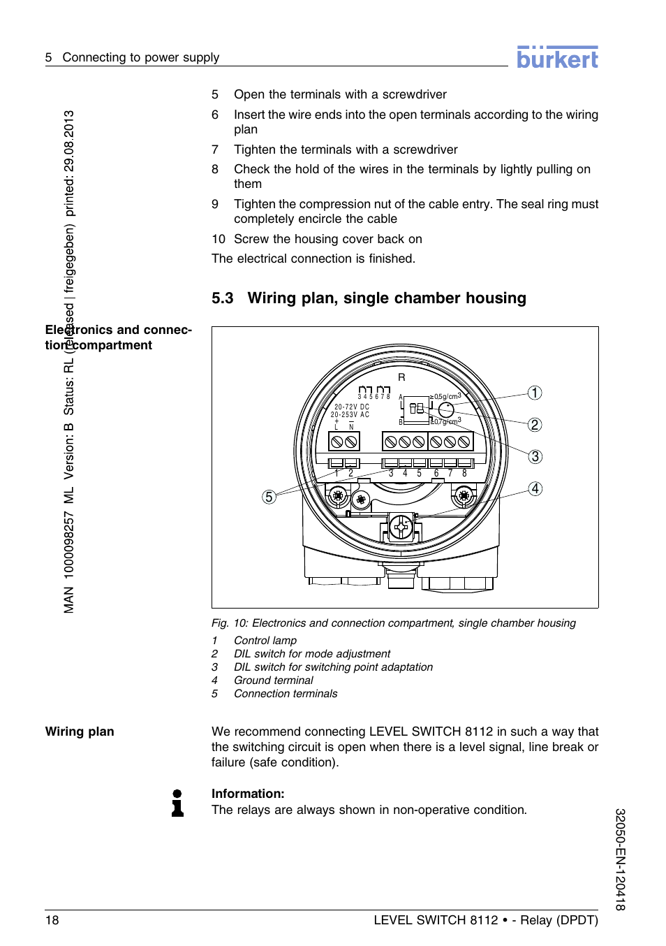 3 wiring plan, single chamber housing | Burkert Type 8112 User Manual | Page 18 / 116