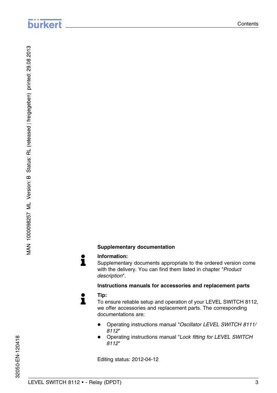 Burkert Type 8112 User Manual | Page 3 / 116