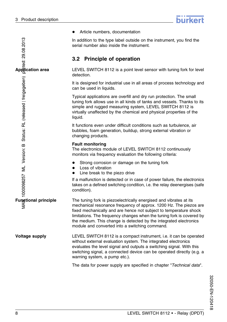 2 principle of operation | Burkert Type 8112 User Manual | Page 8 / 116