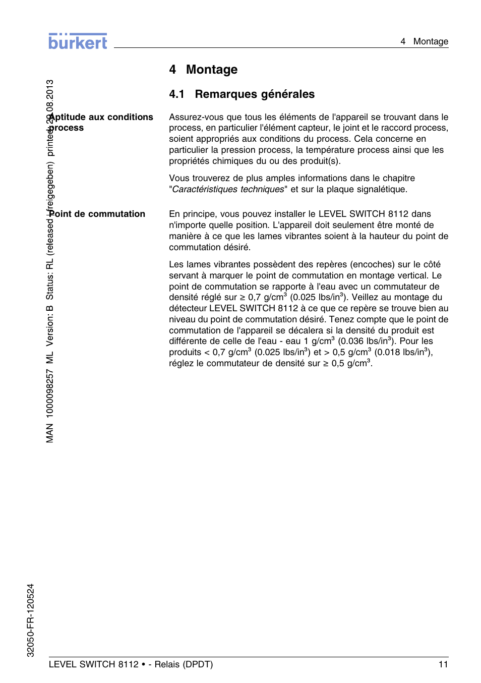 4 montage, 1 remarques générales, 4montage | Burkert Type 8112 User Manual | Page 87 / 116