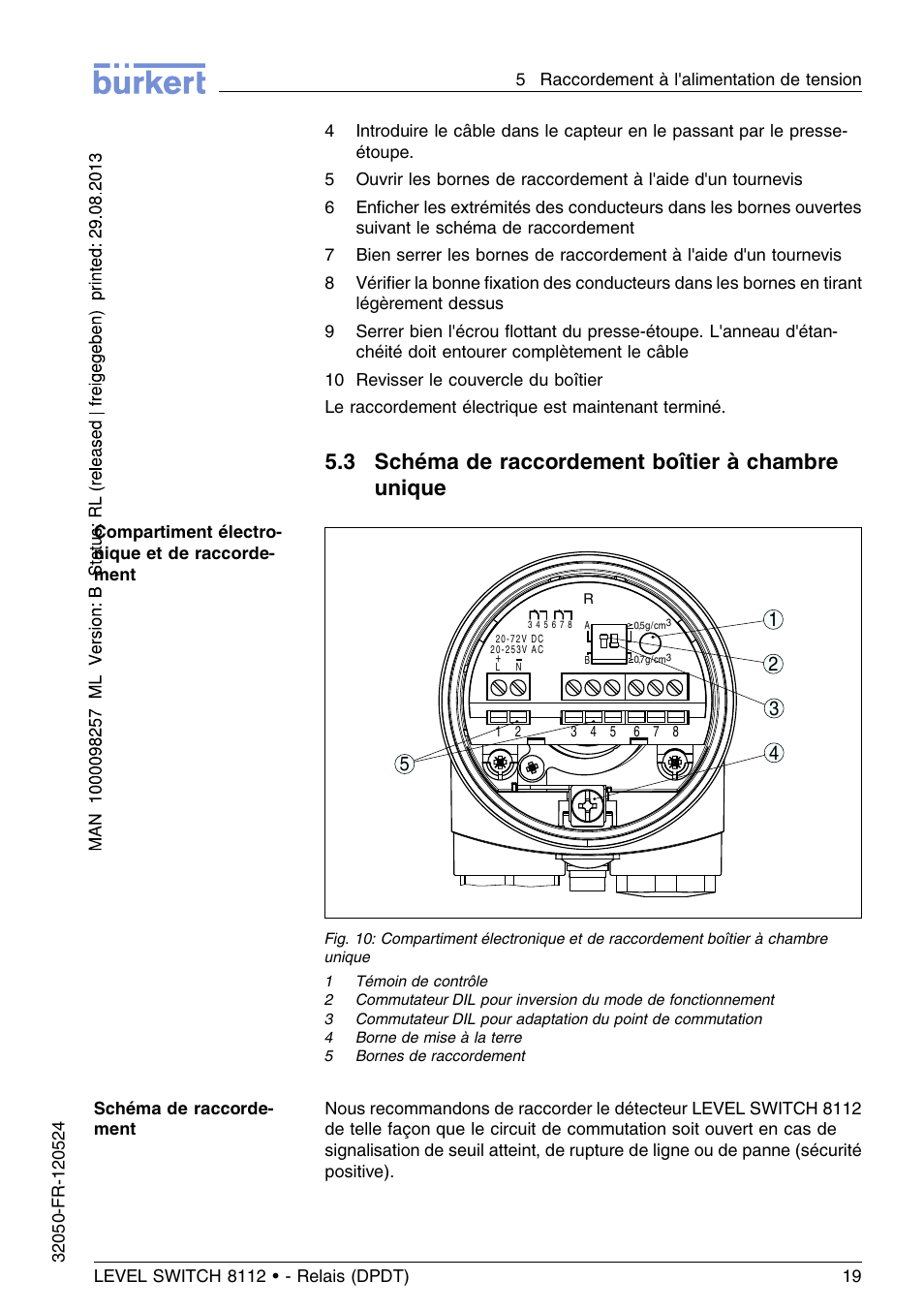 3 schéma de raccordement boîtier à chambre unique | Burkert Type 8112 User Manual | Page 95 / 116