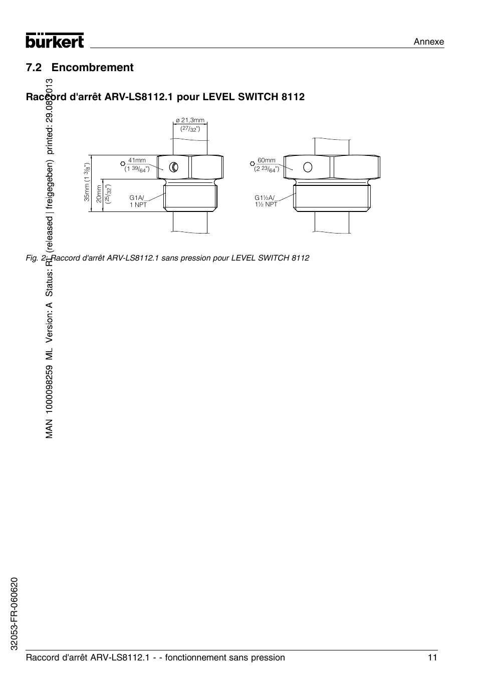 2 encombrement | Burkert Type 8112 User Manual | Page 23 / 36