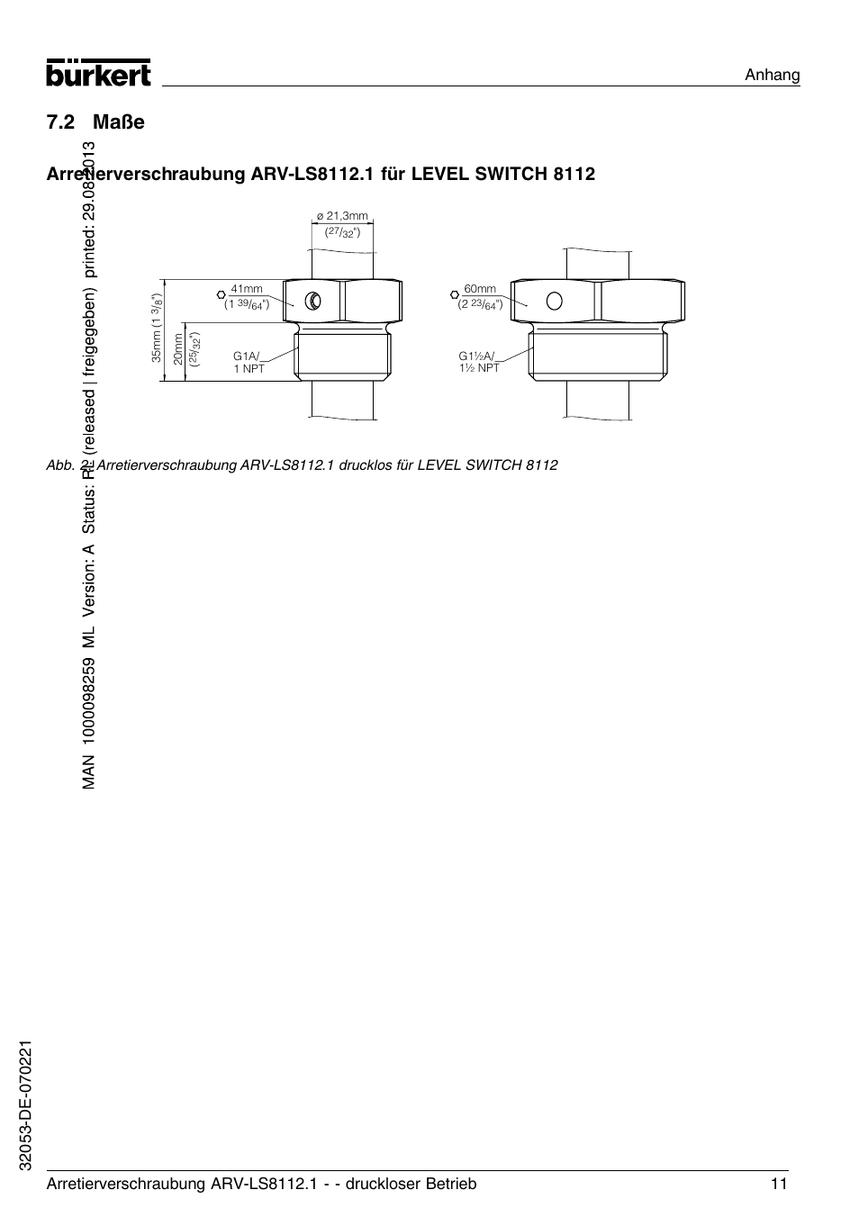 2 maße | Burkert Type 8112 User Manual | Page 35 / 36