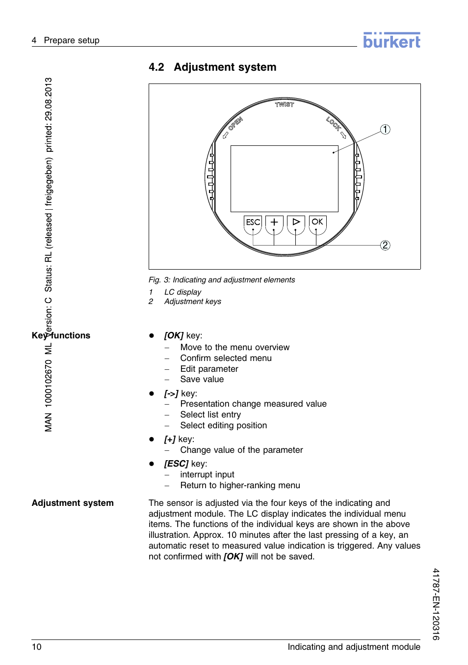 2 adjustment system | Burkert Type 8186 User Manual | Page 10 / 112