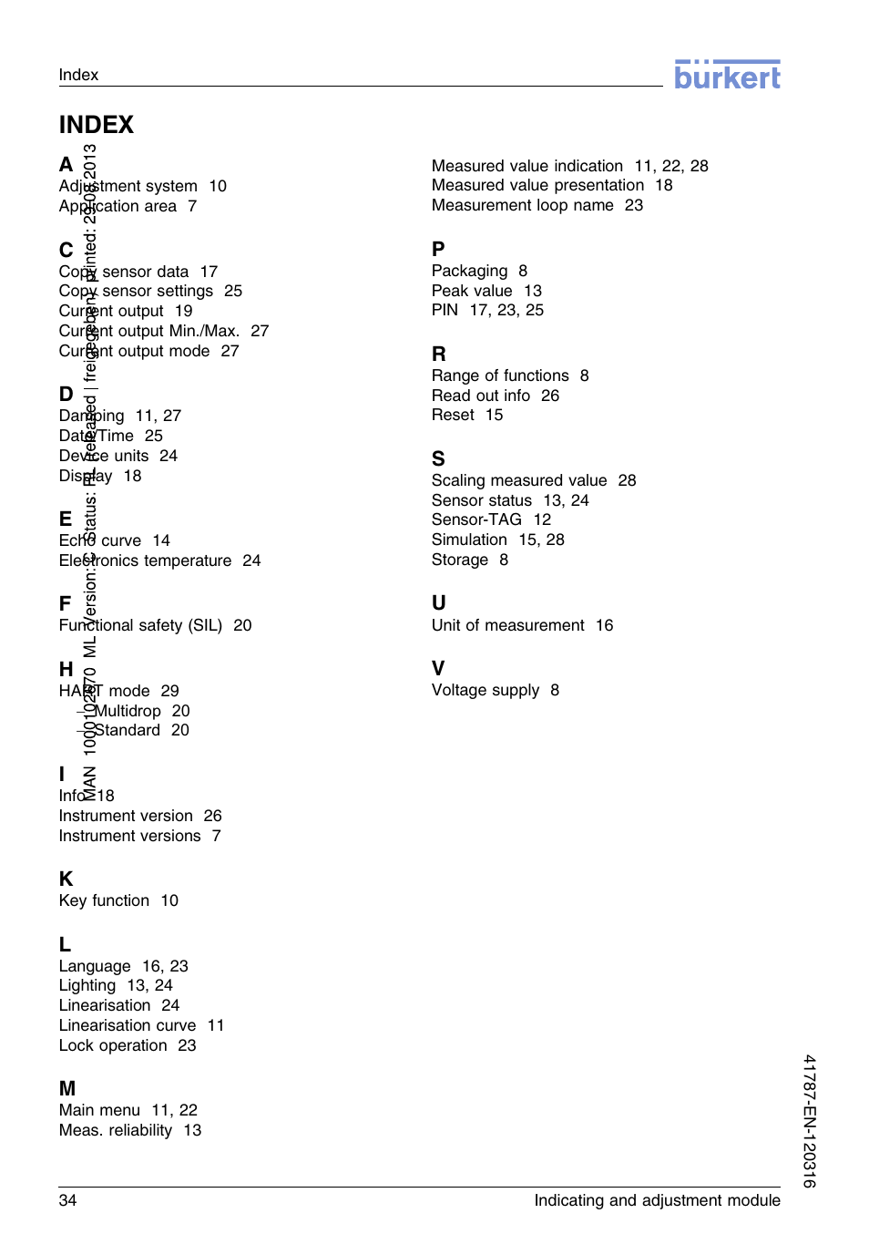 Index | Burkert Type 8186 User Manual | Page 34 / 112