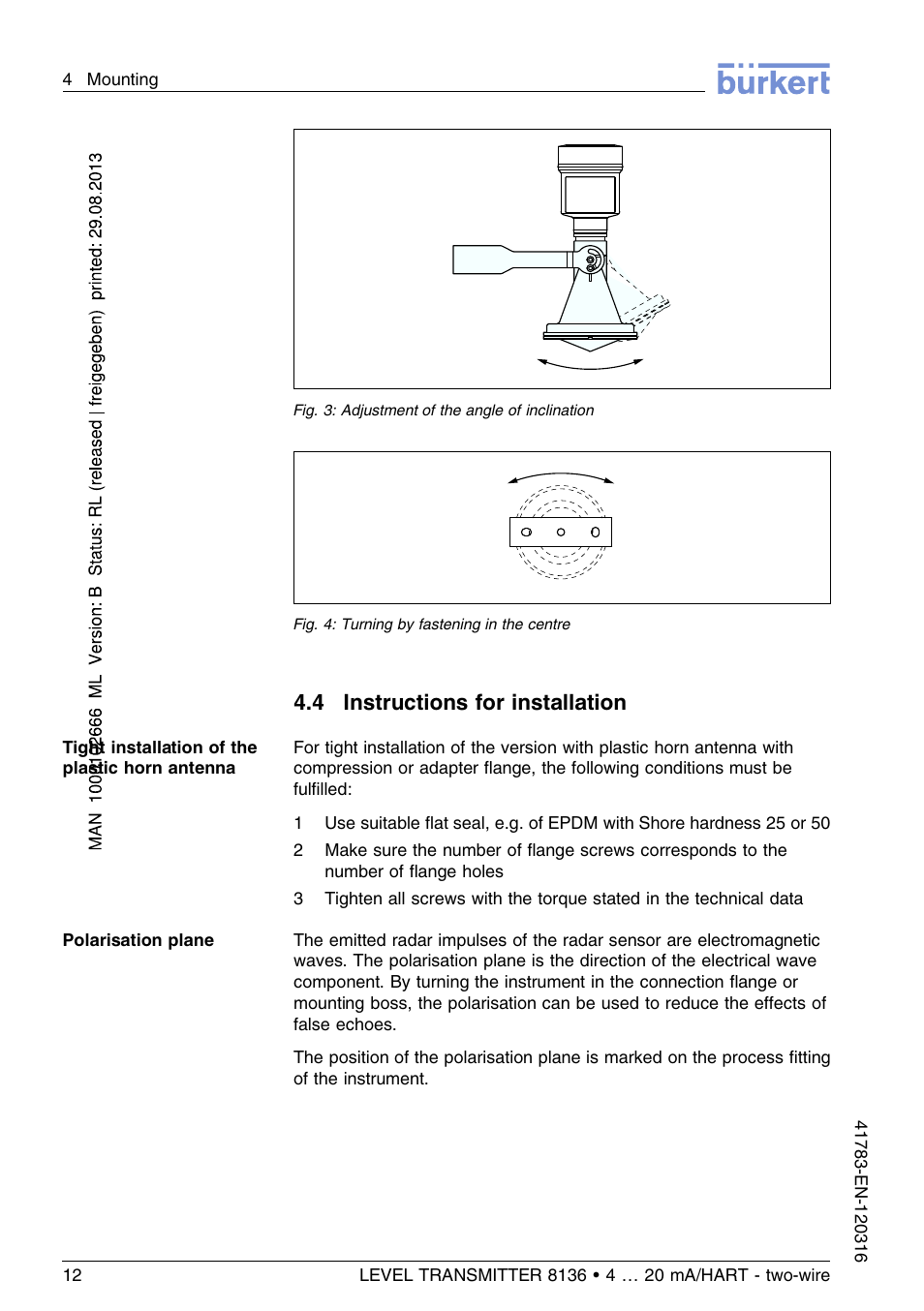4 instructions for installation | Burkert Type 8136 User Manual | Page 12 / 232
