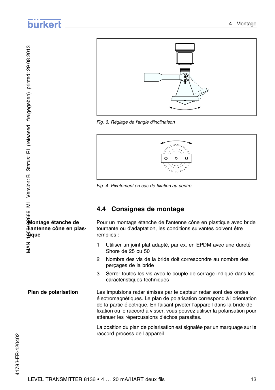 4 consignes de montage | Burkert Type 8136 User Manual | Page 165 / 232