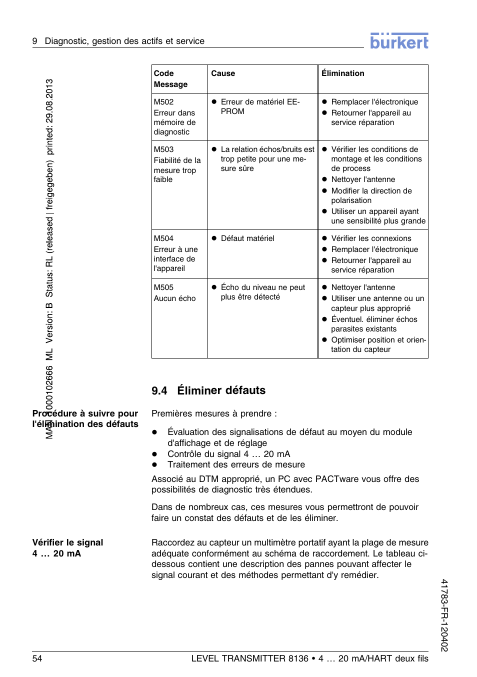 4 éliminer défauts | Burkert Type 8136 User Manual | Page 206 / 232