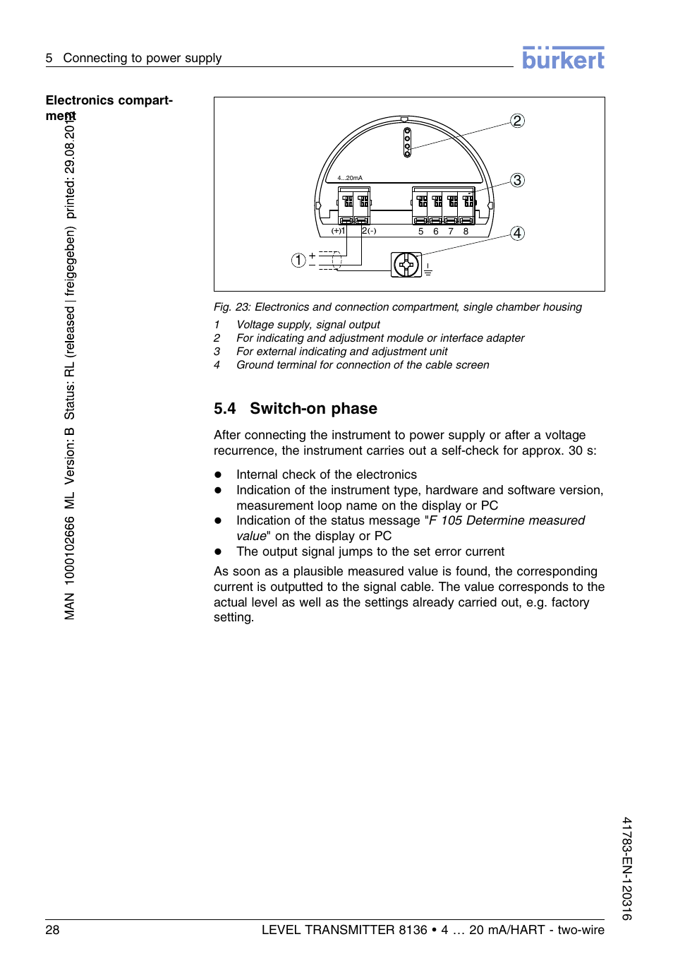 4 switch–on phase, 4 switch-on phase | Burkert Type 8136 User Manual | Page 28 / 232