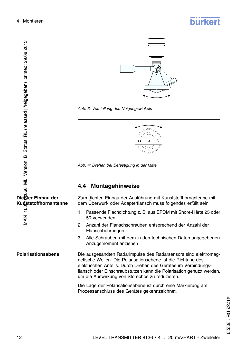 4 montagehinweise | Burkert Type 8136 User Manual | Page 88 / 232