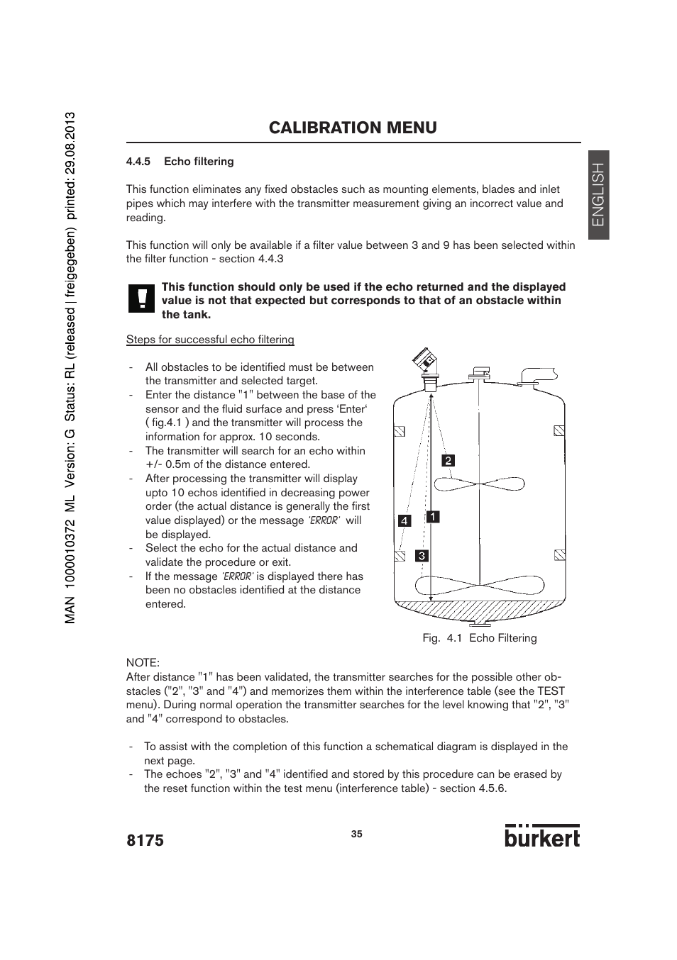 Calibration menu, English | Burkert Type 8175 User Manual | Page 103 / 204