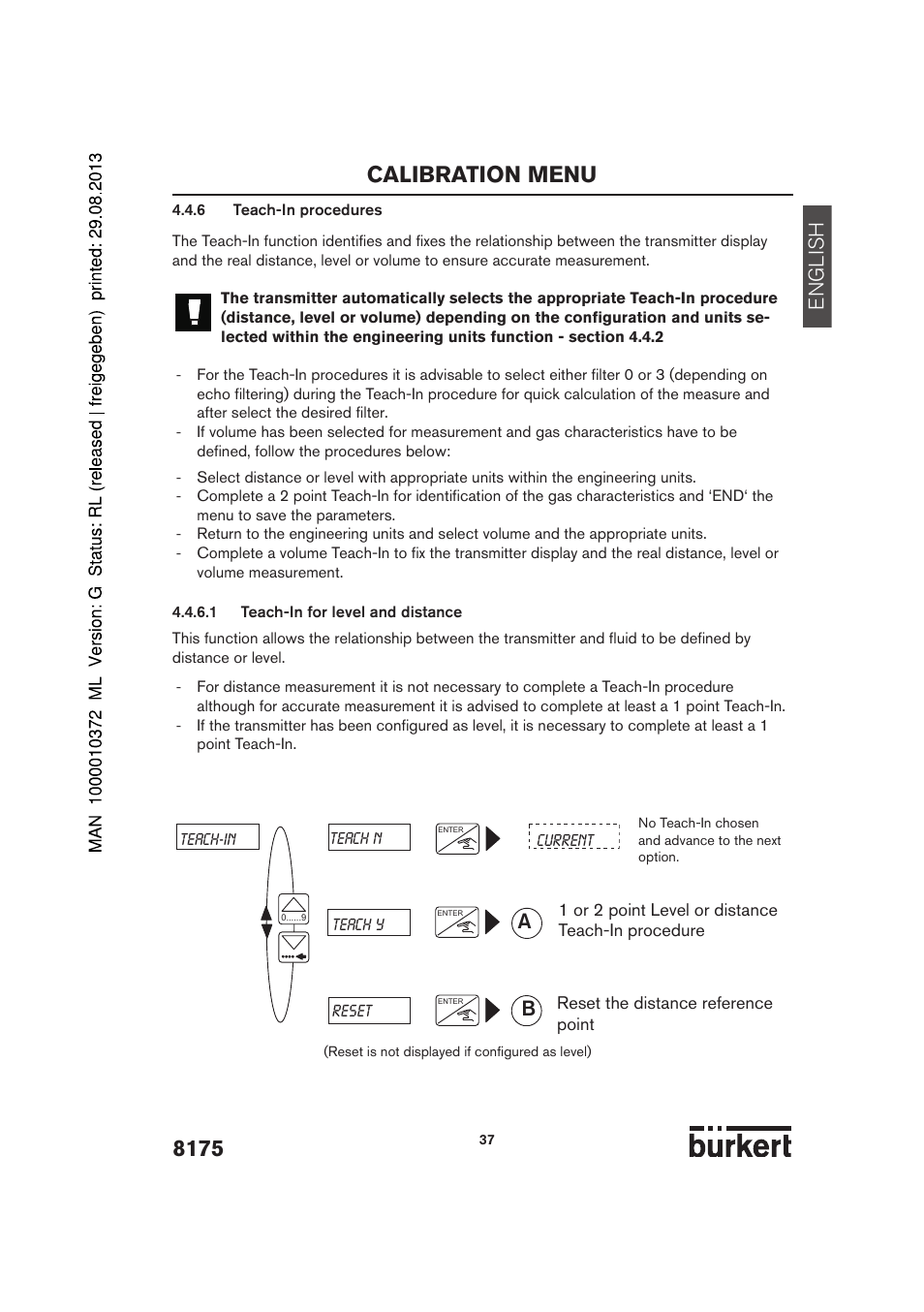 Calibration menu, English | Burkert Type 8175 User Manual | Page 105 / 204