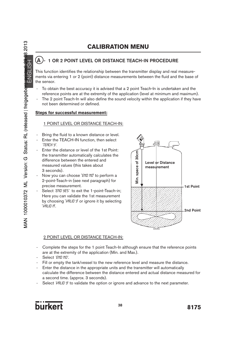 Calibration menu, English | Burkert Type 8175 User Manual | Page 106 / 204
