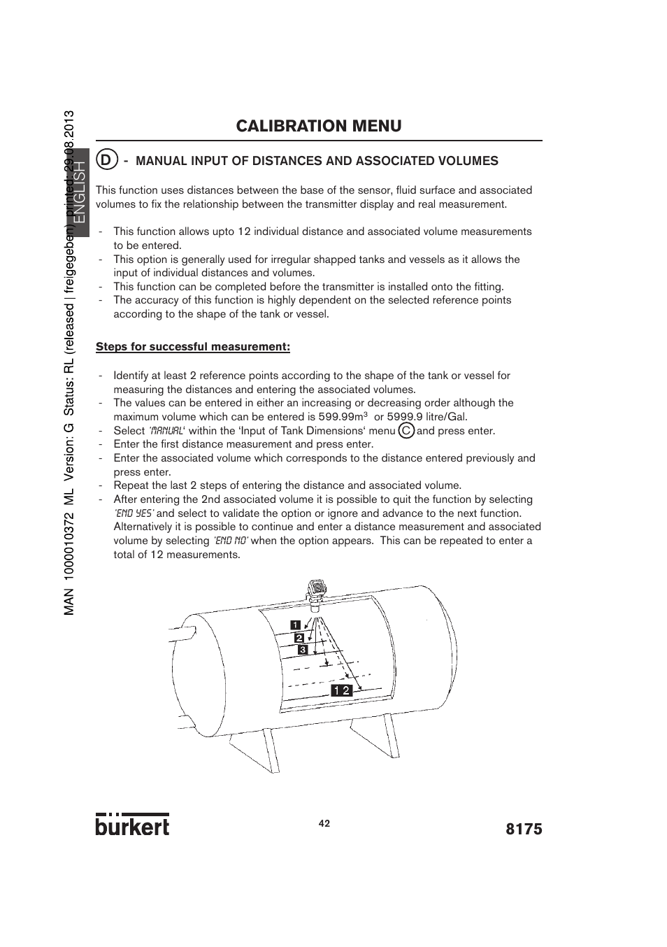 Calibration menu, English | Burkert Type 8175 User Manual | Page 110 / 204